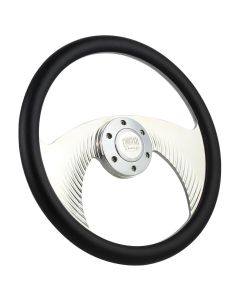 Forever Sharp ® - 14 Inch Polished Flight Steering Wheel with Leather Half Wrap Grip (1001-HW14LEATHER)