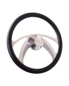 Forever Sharp ® - 14 Inch Polished Archer Steering Wheel with Black Vinyl Half Wrap Grip (1006-HW14B), Main Image