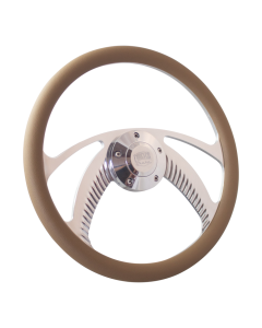 Forever Sharp ® - 14 Inch Polished Archer Steering Wheel with Tan Vinyl Half Wrap Grip (1006-HW14T)