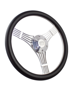 Forever Sharp ® - 14 Inch Polished Discord Banjo Steering Wheel with Carbon Fiber Vinyl Vinyl Half Wrap Grip (1007-HW14CFV)
