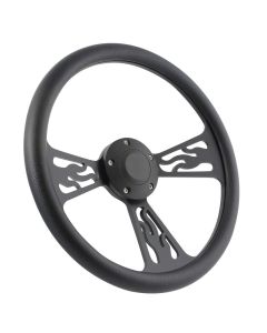 Forever Sharp 14 Inch Black Flame Steering Wheel With Tan Half Wrap Grip 1097-T, Main Image