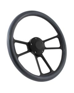 Forever Sharp ® - 14 Inch Black Muscle Steering Wheel With Carbon Fiber Half Wrap Grip (1099-CF)