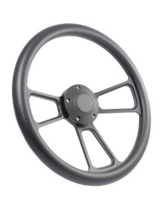Forever Sharp 14 Inch Black Muscle Steering Wheel With Carbon Fiber Vinyl Half Wrap Grip 1099-CFV, Main Image