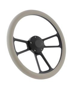 Forever Sharp 14 Inch Black Muscle Steering Wheel With Grey Half Wrap Grip 1099-G, Main Image
