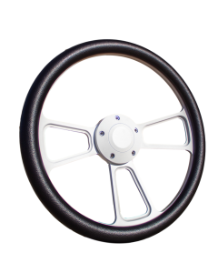 Forever Sharp ® - 14 inch White Muscle Steering Wheel With Black Vinyl Wrap Grip (1100-HW14B) - Main Image