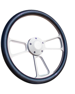 Forever Sharp ® - 14 inch White Muscle Steering Wheel With Carbon Fiber Vinyl Wrap Grip (1100-HW14CF) - Main Image