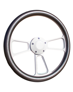 Forever Sharp ® - 14 inch White Muscle Steering Wheel With Dark Silver Vinyl Wrap Grip (1100-HW14DARKSIL) - Main Image