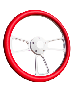 Forever Sharp ® - 14 inch White Muscle Steering Wheel With Red Vinyl Wrap Grip (1100-HW14RD) - Main Image