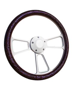 Forever Sharp ® - 14 inch White Muscle Steering Wheel With Dark Silver Vinyl Wrap Grip (1100-HW14DARKSIL) - Main Image