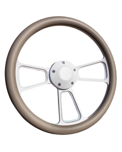 Forever Sharp ® - 14 inch White Muscle Steering Wheel With Grey Vinyl Wrap Grip (1100-HW14GR) - Main Image