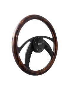 Forever Sharp ® - 14 Inch Black Archer Steering Wheel with Flamed Pine Half Wrap Grip (B1006-HW14FP), Main Image