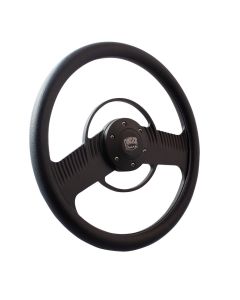 Forever Sharp ® - 14 Inch Black Solar Eclipse Steering Wheel with Black Vinyl Half Wrap Grip (B1003-HW14B), Main Image