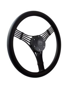Forever Sharp ® - 14 Inch Black Discord Banjo Steering Wheel with Black Vinyl Half Wrap Grip (B1007-HW14B), Main Image