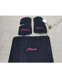 Lloyd Mats ® - Velourtex Black 3PC Floor Mats For Corvette with Silver C3 Stingray Embroidery