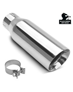 Black Horse Off Road ® - Universal 4 Inch Double Walled Stainless Steel Muffler Exhaust Tip (MT-RR03SS)