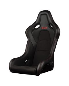 Braum ® - Black Alcantara and Leatherette FALCON-S Series Fixed Back Bucket Composite FRP Seat with Red Stitching (BRR9S-BKRS)