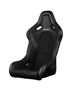 Braum ® - Black Alcantara and Leatherette FALCON-S Series Fixed Back Bucket Composite FRP Seat with White Stitching (BRR9S-BKWS)