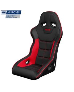 Braum Black and Red Cloth FIA Approved Fixed Back FALCON X Series Racing Seat BRR8-BFRP, Front-side view
