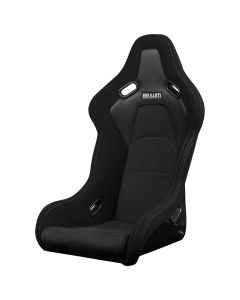 Braum ® - Black Jacquard Fabric and Alcantara FALCON-S Series Fixed Back Bucket Composite FRP Seat with White Stitching (BRR9S-BFGS)