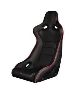 Braum Black Cloth Carbon Fiber Mixed VENOM-R Series Fixed Back Bucket Seat (BRR7-BKFB), Front-left View