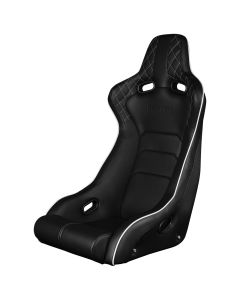 Braum Black Cloth Carbon Fiber Mixed VENOM-R Series Fixed Back Bucket Seat (BRR7-BKFB), Front-left View