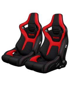 Braum Pair of Black And Red Cloth ELITE-R Series Racing Seats with Red Stitches BRR1R-BFRD, Pair