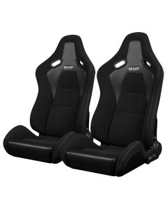 Braum ® - Pair of Black Jacquard Cloth FALCON-S Series Reclinable Composite Seats with Grey Stitching (BRR9R-BKJQ)