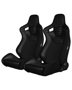 Braum Pair of Black Leatherette Carbon Fiber Mixed Elite-X Series Racing Seats with Black Stitches, Pair