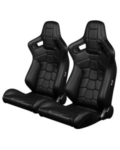 Braum Pair of Black Leatherette Komodo Edition Elite-X Series Racing Seats (BRR1X-BKRT), Pair