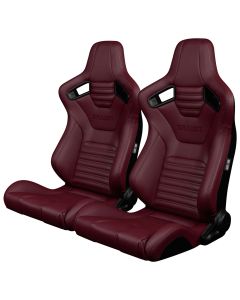 Braum Pair of Maroon Leatherette Elite-X Series Racing Seats with Black Stitches BRR1X-MRBS, Pair