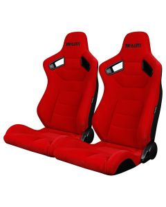 Braum Pair of Red Fabric Elite Series Racing Seats With Black Stitching BRR1-RFBS, Main image