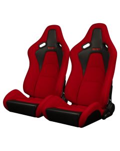 Braum ® - Pair of Red Jacquard Cloth FALCON-S Series Reclinable Composite Seats with Black Stitching (BRR9R-RDJQ)