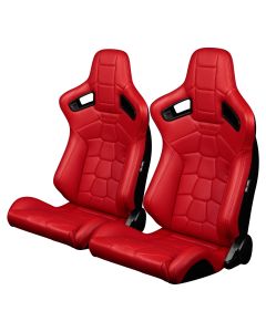 Braum Pair of Red Leatherette Komodo Edition Elite-X Series Racing Seats BRR1X-RDRT, Pair