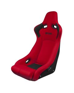 Braum Red Cloth Carbon Fiber Mixed VENOM-R Series Fixed Back Bucket Seat (BRR7-RDFB), Front-left view