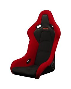 Braum ® - Red Jacquard Fabric and Alcantara FALCON-S Series Fixed Back Bucket Composite FRP Seat with Black Stitching (BRR9S-RFBS)