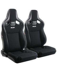 Braum® - Black Leatherette & Polo Low Bolster Version ELITE-V2 Racing Seats - Pair
