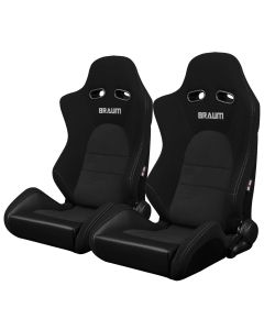 Braum air of Black Cloth Advan Series Racing Seats with Black Stitches BRR2-BKBS, Pair