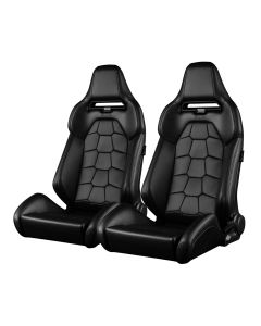 Braum ® - Black Leatherette Snakeskin Edition X Reclinable Racing Seats - Pair (BRR3-KMKB3)