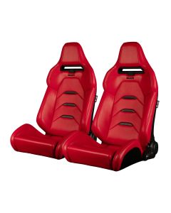 Braum ® - Red Leatherette W/ Black Trim & Stitching Viper X Reclinable Racing Seats - Pair (BRR3-RDBK3)