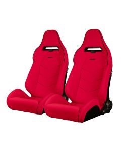 Braum ® - Red Jacquard W/ Black Piping & Stitching Viper X Reclinable Racing Seats - Pair (BRR3-RFBP3)