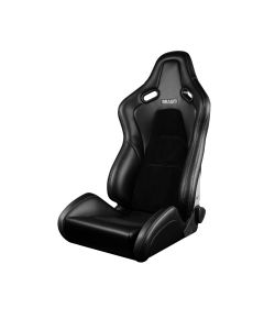 Braum ® - Black Leatherette & Alcantara FALCON-S Composite FRP Reclining Dual Knobs Mechanism Single Seat (BRR9R-BKBS2)