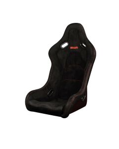 Braum ® - Black Alcantara W/ Red Glitter & Stitching FALCON-S Fixed Back Composite FRP Bucket Single Seat (BRR9S-BSRG)