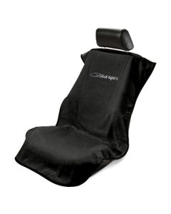 Seat Armour Black Towel Seat Cover with Charger Logo, Front-Right View