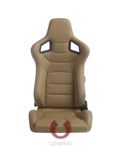 Cipher Auto ® - Beige Leatherette Carbon Fiber Universal Euro Racing Seats (CPA2001PCFBG)