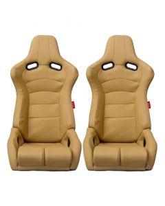Cipher Auto Beige PU Leatherette and Carbon Fiber PU Universal Viper Racing Seats CPA2002PCFBG, Pair