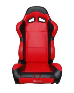Cipher Auto Pair of Black and Red Carbon Fiber PU Leatherette Universal Racing Seats (CPA1003CFBKRD), Main Image