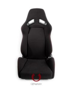 Cipher Auto ® - Black Fabric with Red Outer Stitching Universal AR-8 Revo Racing Seats (CPA2008FBK-R)