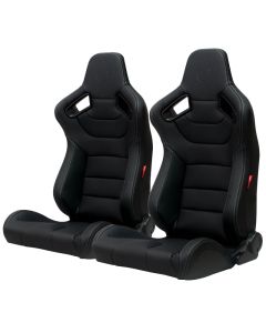 Cipher Auto - Black Leatherette Carbon Fiber with Grey Stitching Universal AR-9 Revo Racing Seats CPA2009PCFBK-G, Pair