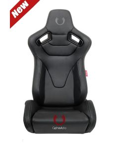 Cipher Auto ® - Black Leatherette Carbon Fiber with Grey Stitching Universal AR-9 Revo Racing Seats (CPA2009RS-PCFBKG)