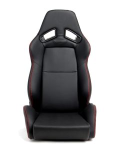 Cipher Auto ® - Black Leatherette with Red Outer Stitching Universal AR-8 Revo Racing Seats (CPA2008PBK-R)